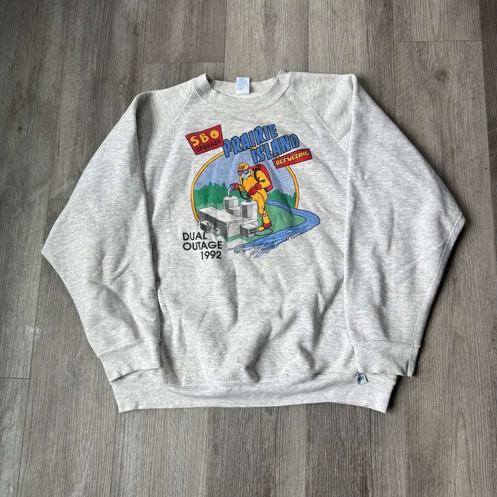 Vintage 1992 Prairie Island Nuclear Dual Outage Discus XXL Sweatshirt